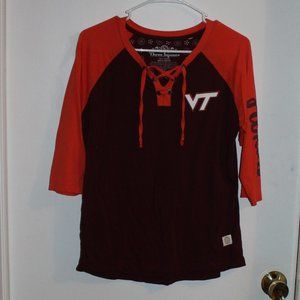 Three Square Ladies Lace up Virginia Tech Shirt